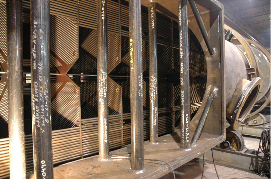 Picture1 Heat exchanger interior showing rows of tubes and internal support plates